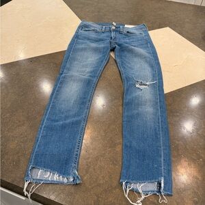 Rag & Bone Blue Distressed Ankle Jeans